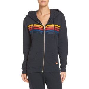 Aviator Nation 5-Stripe Zip Hoodie Navy